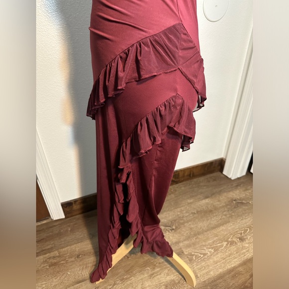 Elegant wine color fun fairy pirate ruffles dress comfy stretchy woman size m - Picture 14 of 17